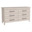 Commode double, quatre pieds, 6 tiroirs, plateau supérieur, gris clair