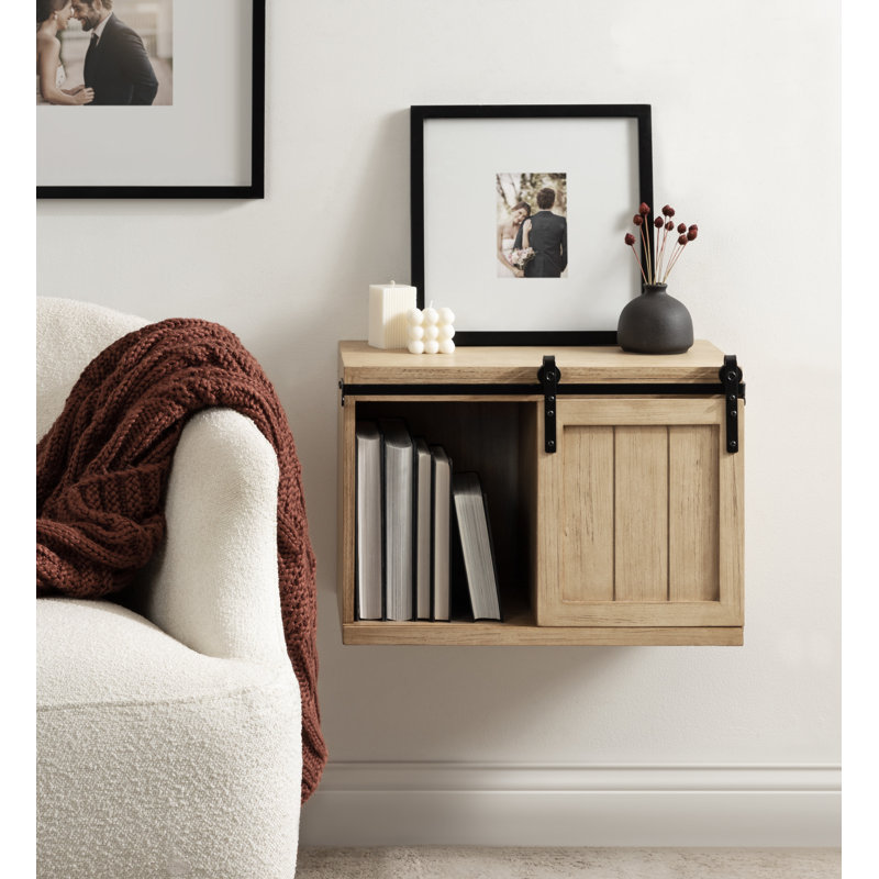 Table d'appoint flottante avec rangement Prescott, Naturel