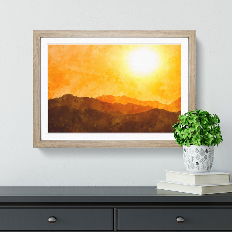Mountain Layers - Picture Frame Painting Print, 33cm H x 45cm W x 2cm D, Oak Framed