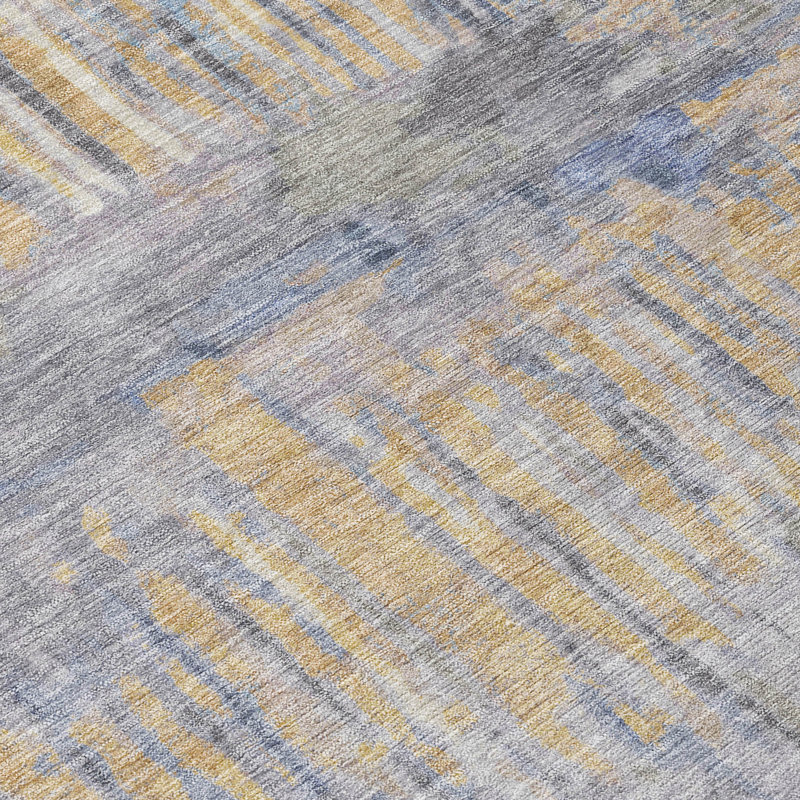 Machine Washable Indoor/Outdoor Chantille ACN2428 Abstract Rug, Denim, 1'8" x 2'6"