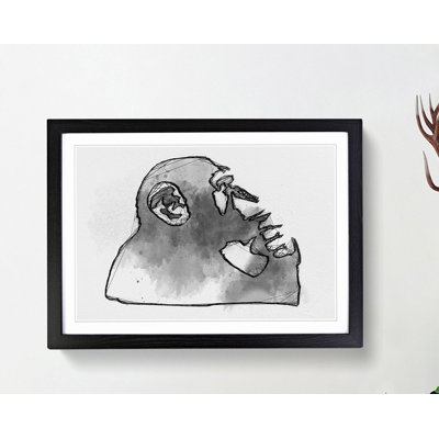 Thinker Monkey by Banksy - Framed Print