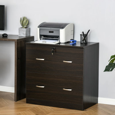Classeur de bureau à domicile, 2 tiroirs avec serrure, finition noyer, capacité de poids de 110 lb, l 29,08 po x P 16,5 po H 27,86 po, 2 tiroirs, noyer, charge, l 29,08 po x P 16,5 po, H 27,86 po
