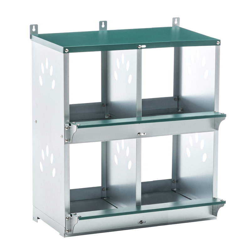 Boîtes gigognes à 4 compartiments murales en acier galvanisé, couleur, 26,32 pouces de hauteur, boîtes de ponte en métal Fresh Air, 16,55 de large, espace sûr et confortable pour différentes races