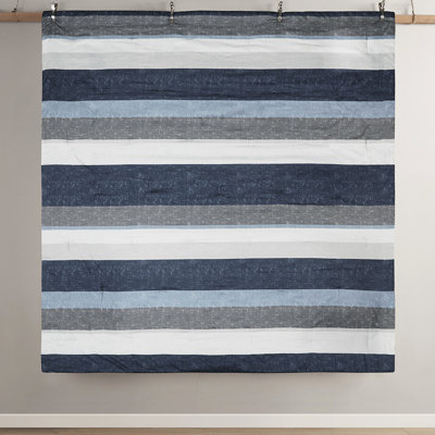 Stripe Bedding With Comforter And Sheets - Grey, Navy, Blue Colors King Size In Wrinkle-