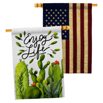 Drapeau de maison en polyester 2 faces 3 pi 3 po x 2 pi 3 po Cactus Life