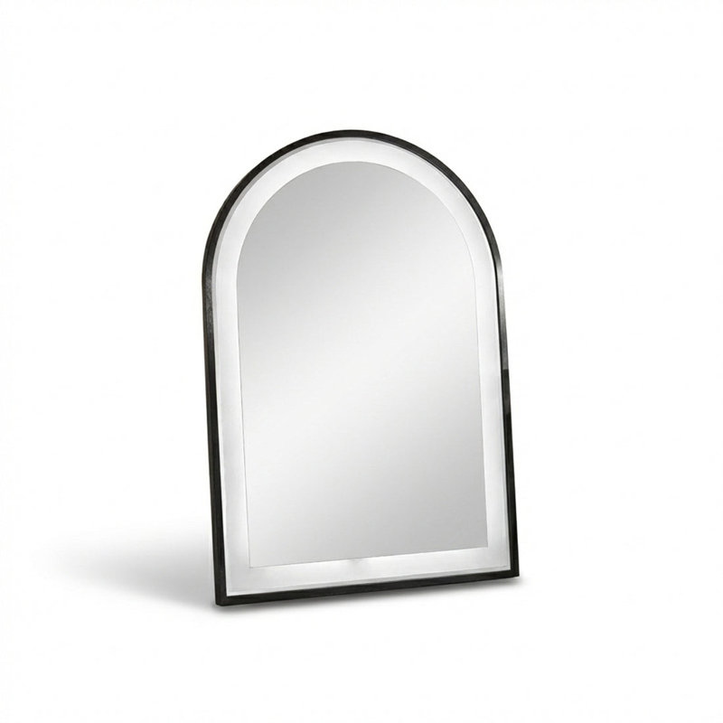65x45cm LED Arch Bathroom Mirror, Black