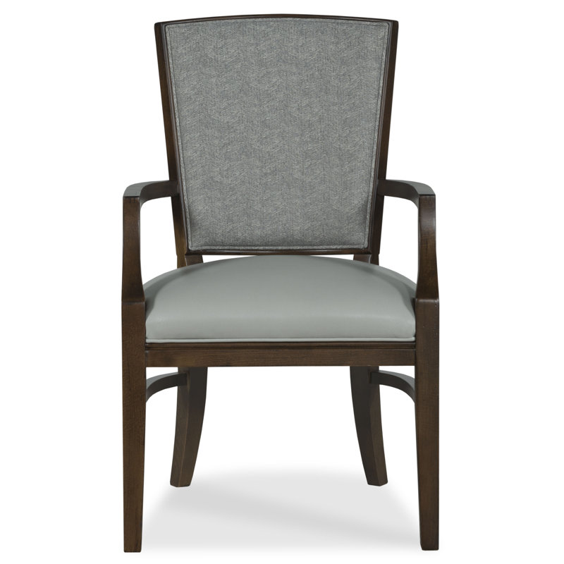 Seward Upholstered King Louis Back Arm Chair, Bark (8789 06), Espresso