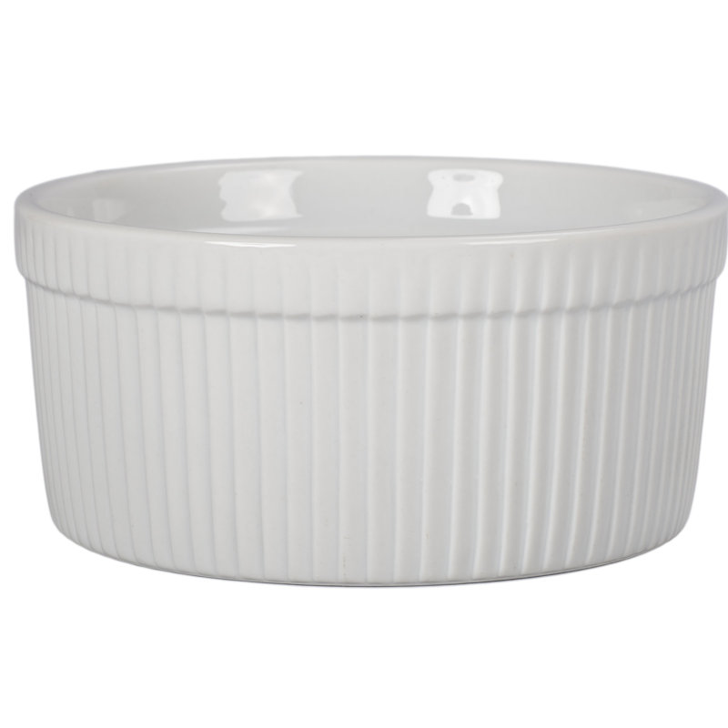 White Glazed Porcelain Round 1.5-Quart Soufflé Dish