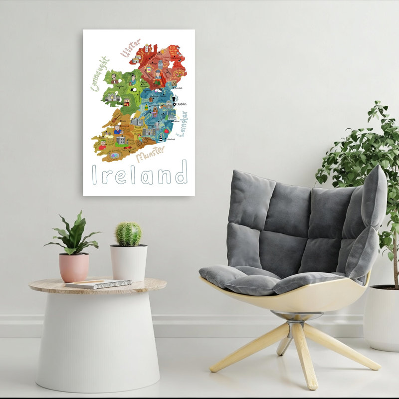 «Whimsical Ireland Map Whimsical Abstract Contemporary City Landscape», reproduction d'art mural, H 36 po x l 24 po