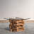 Simple modern solid wood glass coffee table-105116545