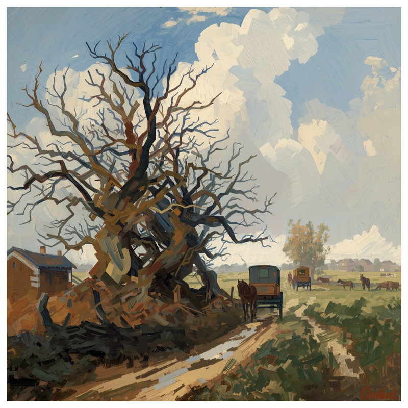 Tapisserie murale paysage campagne - arbre, 68in H x80in W with 4 Grommets