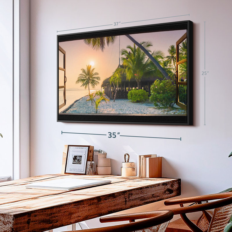Plage «Window To Serene Beach Wall Art», H 25 po x l 37 po