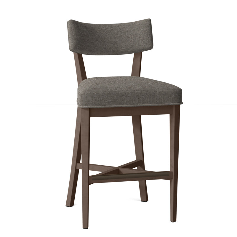 Juliet Upholstered Stool with Solid Wood Frame, Perigold Beagle Salt, Hazelnut, Counter Stool (25.5" Seat Height)