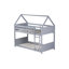 Twin Over Twin House Floor Bunk Bed With Headboards, Footboards, Guardrails, And Ladder, Grey, Space-Saving And Safe Design