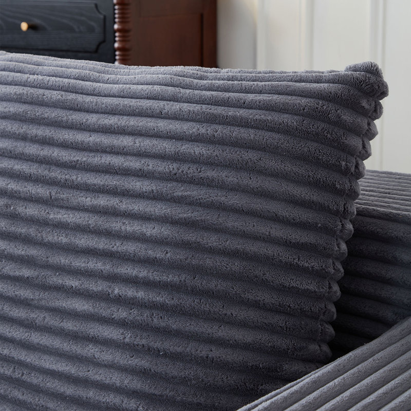 Canapé modulaire profond en velours côtelé avec porte-gobelets, aucun assemblage requis, Gris