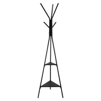 Coat Rack Freestanding Coats Rack Stand With 2 Shelves & 6 Hooks