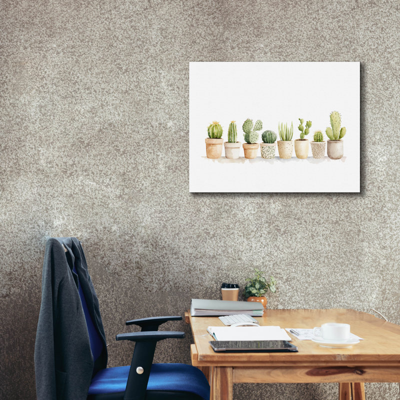 «Cacti In Ceramique» par Svetlana Aleynikova, art mural sur toile, H 26 po x l 34 po