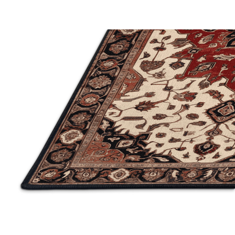Tapis brun lavable à la machine, Rond 3 pi