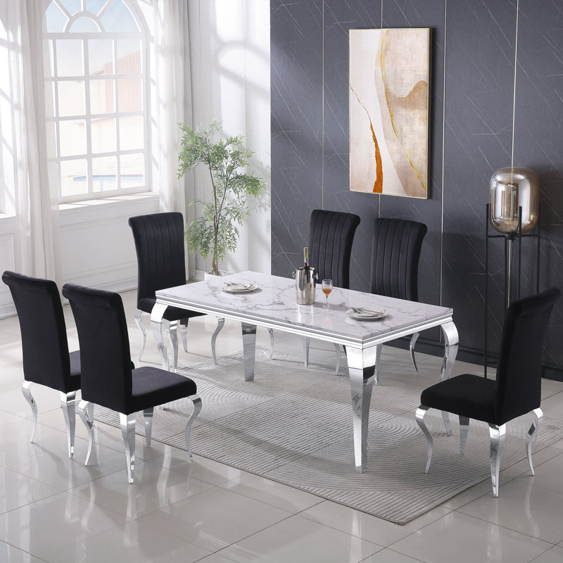 Table de salle à manger Burdell Dt022, Argent argent