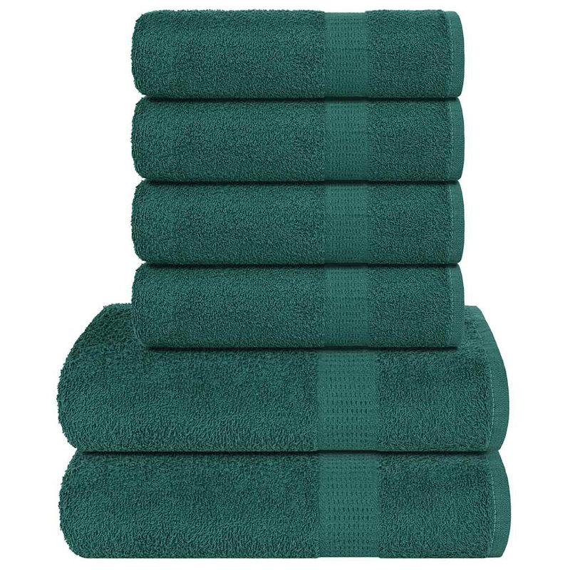 Towel Set 360 Gsm 100% Cotton, Green, 6 Piece Towel Set
