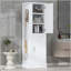 Armoire de salle de bain autoportante polyvalente avec crochet et tablettes réglables-1106687471