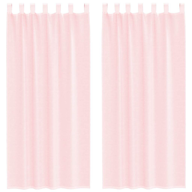 Voile Curtains With Tab Top 2 Pcs, 140cm Width x 245cm Drop, Light Pink