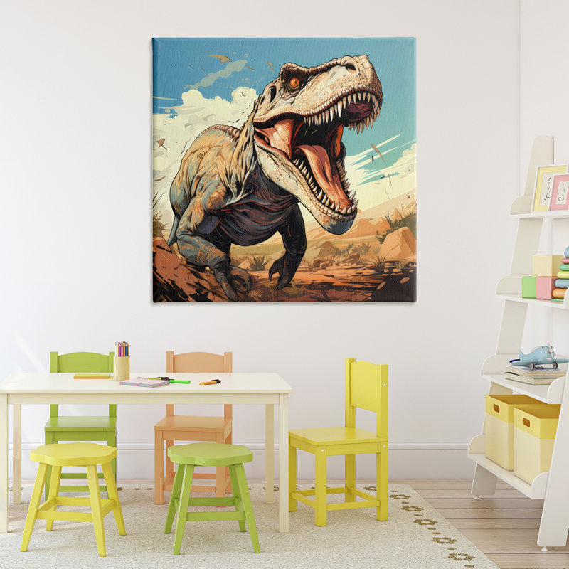 Velociraptor Desert Sunset Canvas, design par Creative Studio, 36 x 36