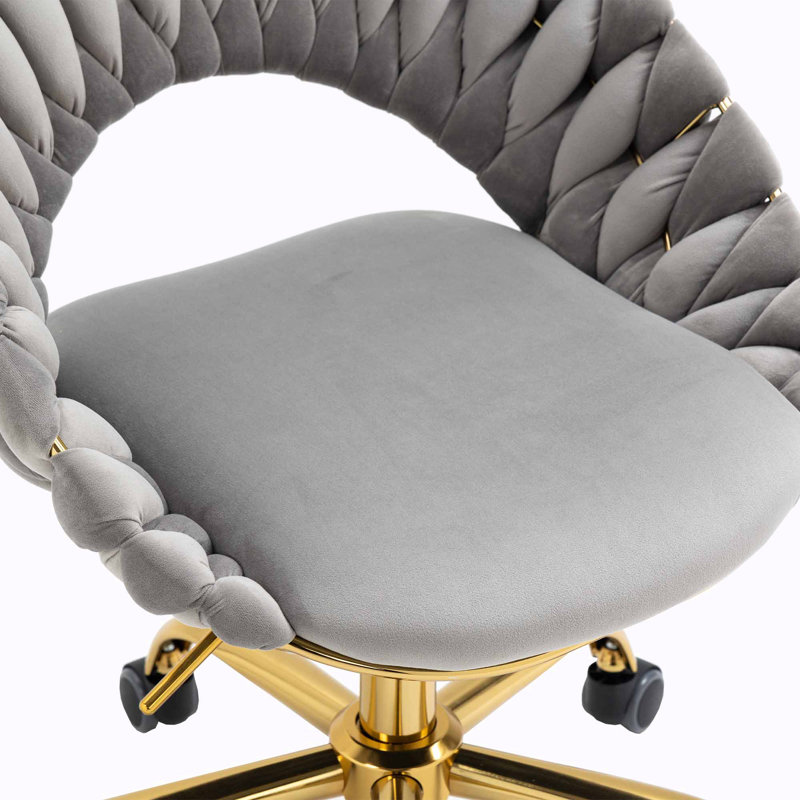 Chaise de travail en cuir véritable Quadry, Gris