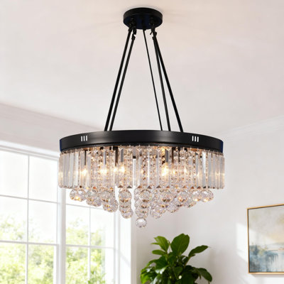 6-light Modern Semi Flush Crystal Chandelier