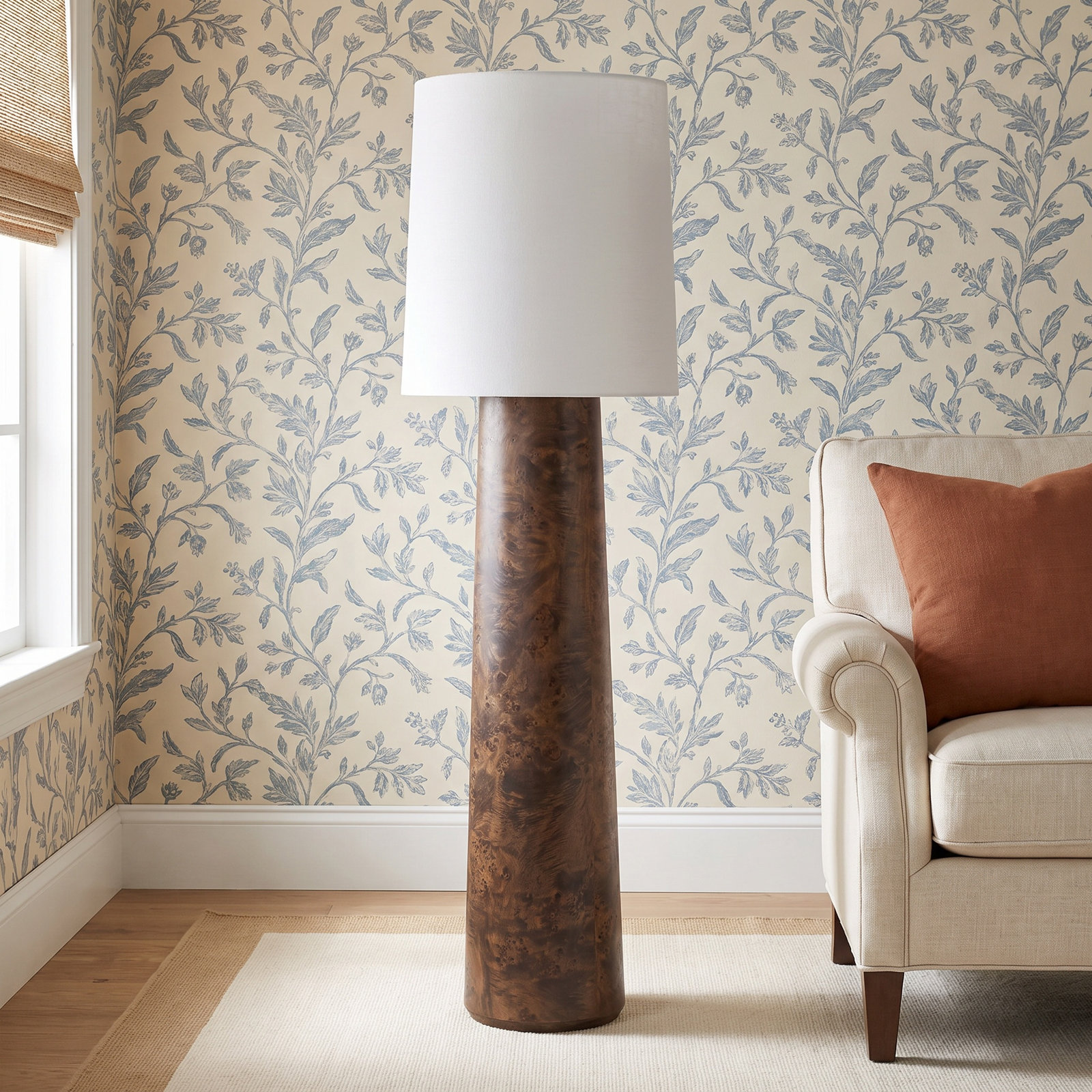 Daxton 69.5 " Floor Lamp, Dark Brown Mappa Burl