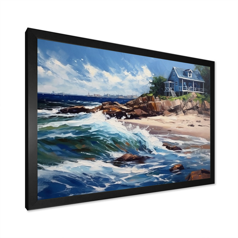 Beach House Tranquility III, reproduction d'art sur toile, H 16 po x l 32 po x P 1 po, Cadre photo noir