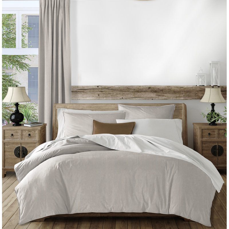 Ensemble de housse de couette standard en coton, Noyer, Housse de couette simple / simple TG et 1 taie dé
