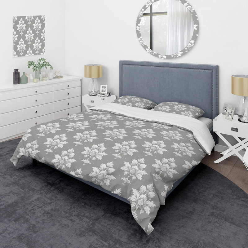 Ensemble de housse de couette moderne gris et blanc à motif argyle I, Housse de couette très grand et 2 très grandes t