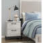 Table de chevet 2 tons moderne en chêne blanc et gris pour la chambre à coucher, glissière à roulement lisse, poignées noires, table de chevet contemporaine pré-assemblée, tiroirs, décor