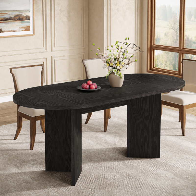 63" Oval Dining Table, Farmhouse Kitchen Table, Black