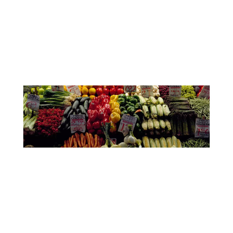 Fruits And Vegetables At A Market Stall, Pike Place Market, Seattle, King County, Washington State, USA #2 - Wrapped Canvas Panoramic Print