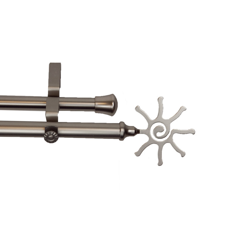 Tringle à rideaux double Alexys, l 48 po à 84 po, Nickel satiné