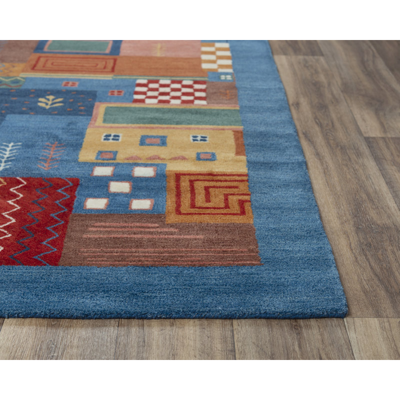 Wool Abstract Indoor Rug, Rectangle 7'9" x 9'9"