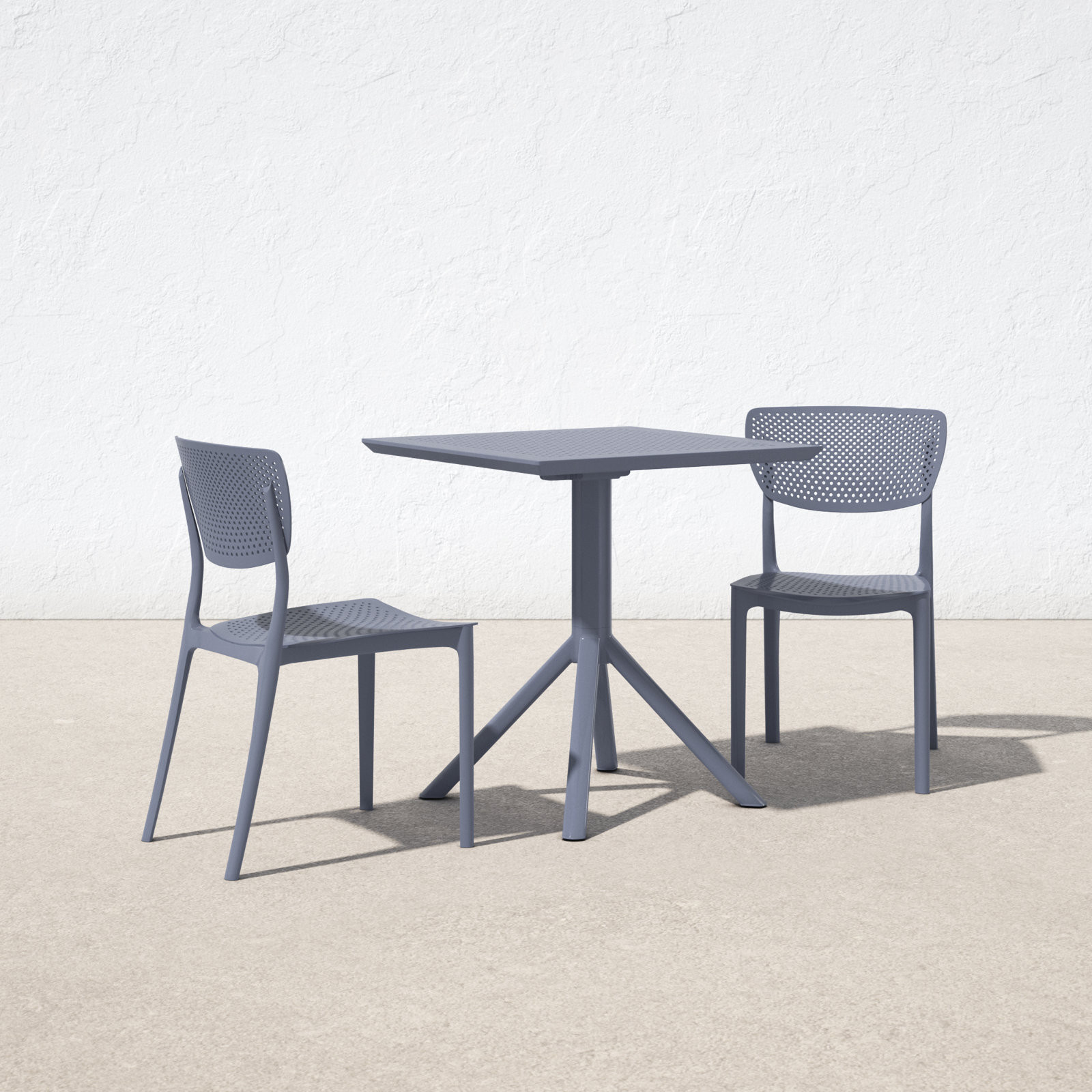 Farrah Patio Bistro Set, Dark Gray, 27.5" D x 27.5" W x 29.5" H