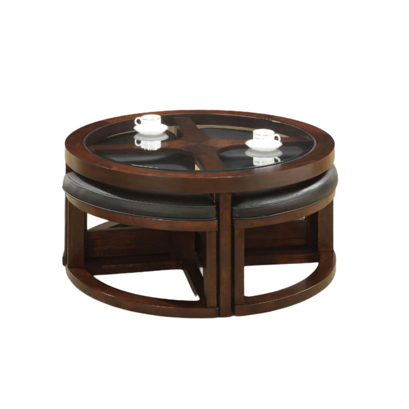 Ensemble de table basse avec repose-pieds en verre