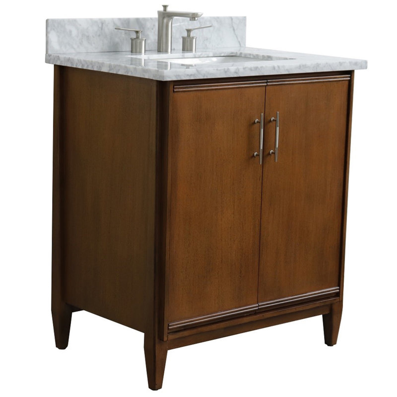 Ensemble de meuble-lavabo simple 31 po, Marbre de Carrare blanc