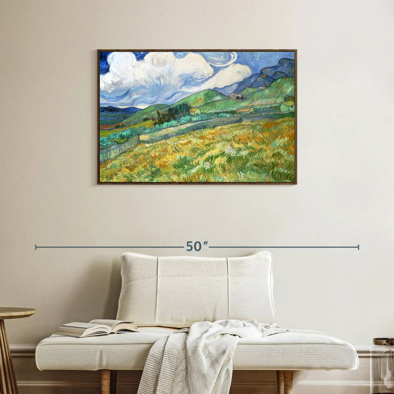 Paysage de Saint Remy, 37 po x 25 po, Cadre flottant en noyer