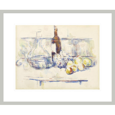 Nature morte avec carafe en bouteille et fruit (Nature morte: Pommes et poires dans un panier rond) par Paul Cézanne