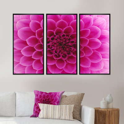 " Dark Pink Abstract Flower Petals " 3 - Pieces