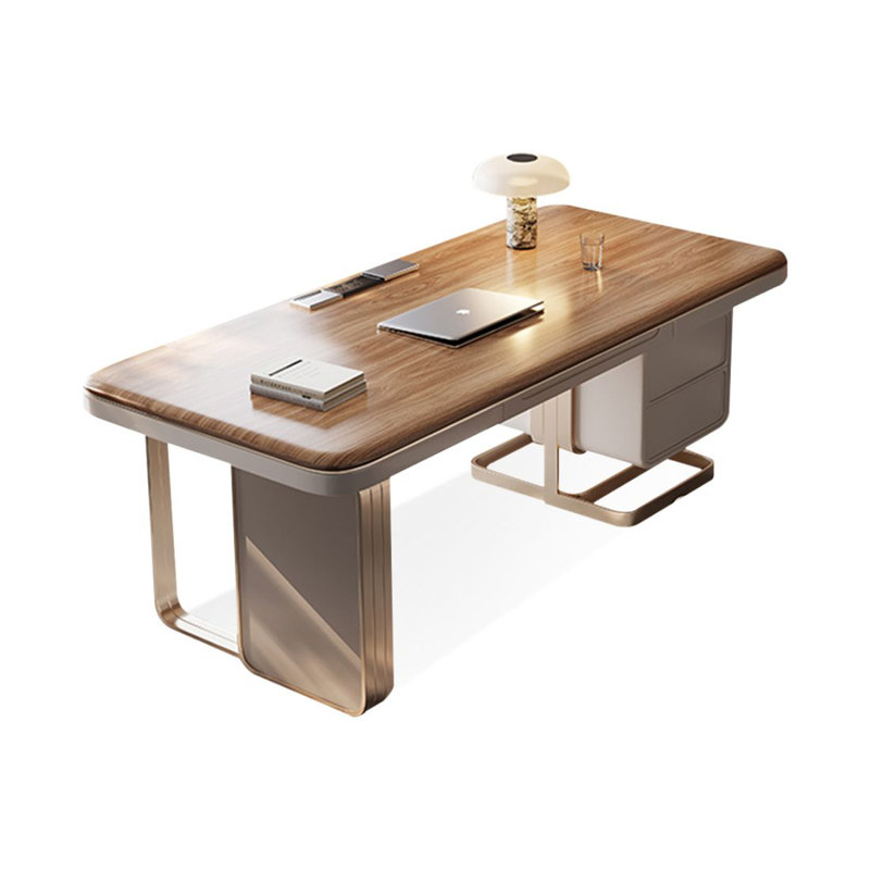 Bureaux rectangulaires en bois manufacturé noyer, 29.53" H x 70.87" W x 27.56" D, Retour à droite