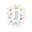Lettre illustrée J bleue - impression-52820280-52820273-52820274