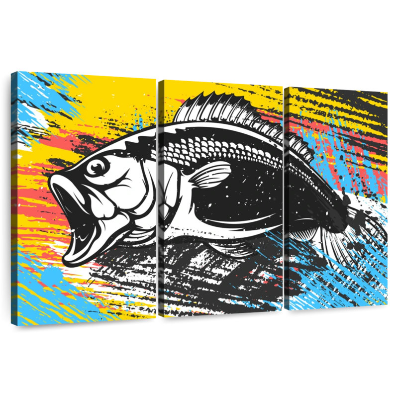 Brampt Abstract Bass Fishing, 28" H x 45" W