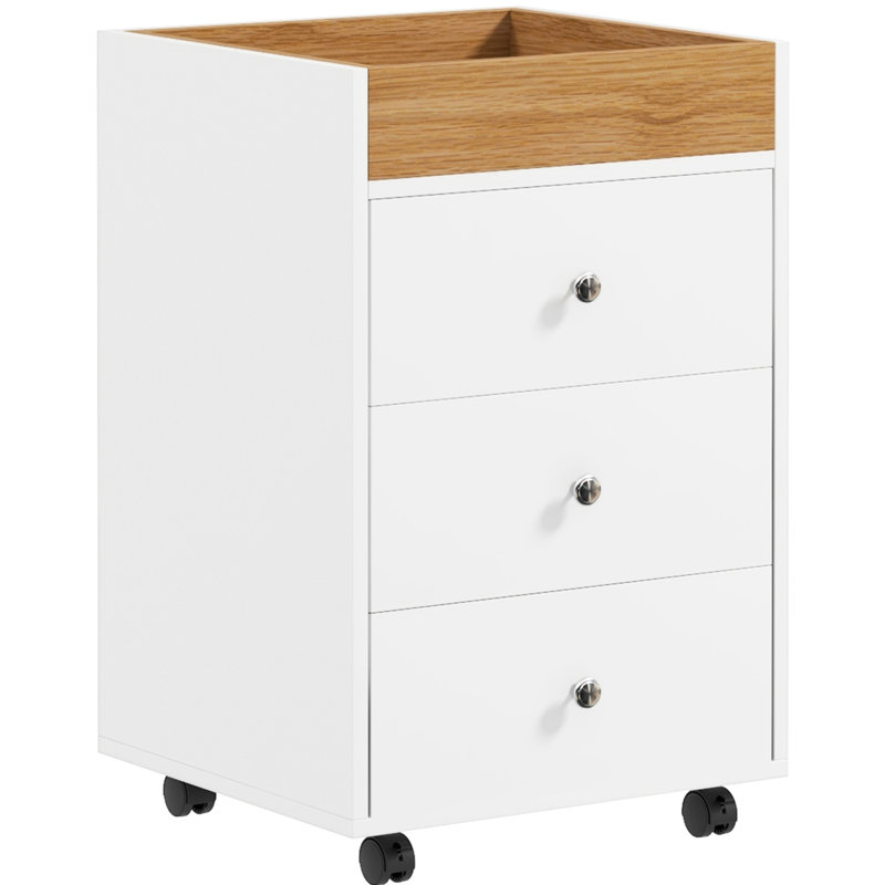 3 Drawer Office Cabinet - White, Removable Tray, Offers Sufficient Space For Supplies And Enhances Organization Furniture Fits Under Desk Perfectly