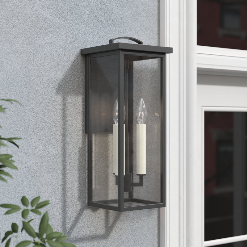 Petite applique murale d'extérieur 1 lumière Brookstead - Noir texturé, Noir texturé, H 18 po x l 7,5 po x P 7,5 po