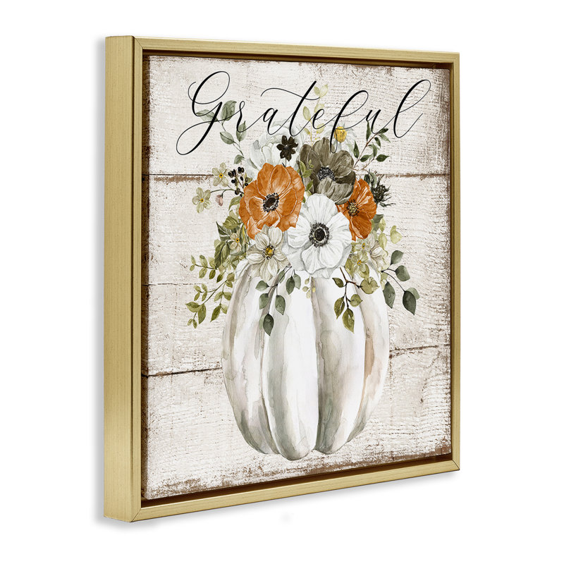 Art de giclée encadrée de citrouille florale reconnaissante par LSR Design Studio, H 18 po x l 18 po